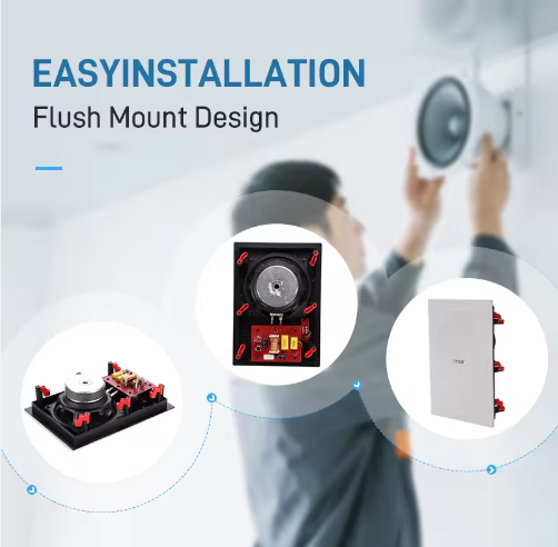 605 6.5 Inch 35W White Plastic Housing Square Fixed Resistance Ceiling Speaker Home Theater