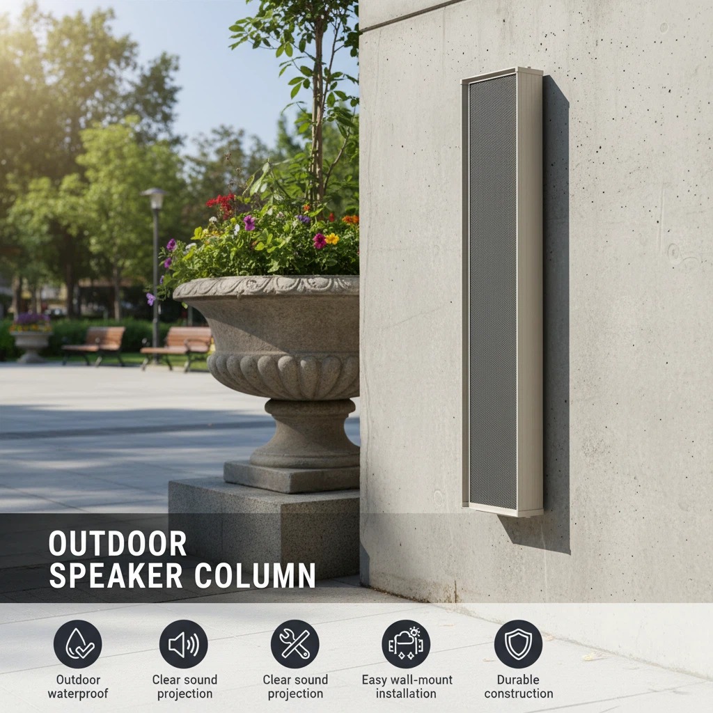 8880 4.5 Inch 80W Waterproof PA Column Speaker All Weather Outdoor Stage School Sound System