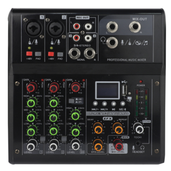 F4 Professional Mini Audio Mixer Bluetooth Sound Card MP3 Decoder 48V Phantom Power Multi-channel Input Delay Effect With Computer Control Function