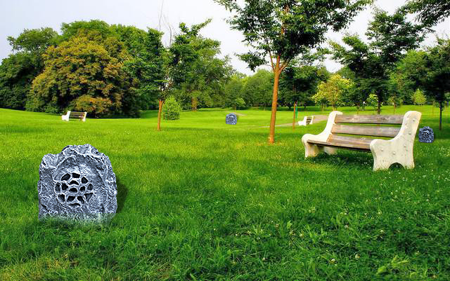 All Weather Rock Design Outdoor Speaker CP-43 20-40W Glass Cabinet 5" Full-Range Woofer Garden PA System