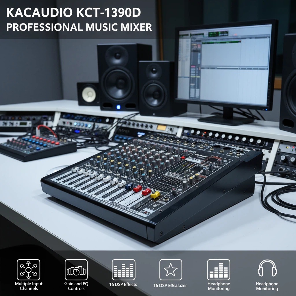 KCT-1390D 7 Channel Mixer Amplifier 2×350W Built-in 16 Digital Effects 48V Phantom Power MP3 Player