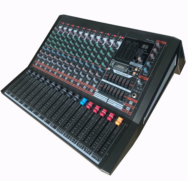 KCT-6012 12CH Studio Mixing Console 4 Band EQ AUX Send Return Long Stroke Fader Wide Voltage 80-240V Audio Mixer