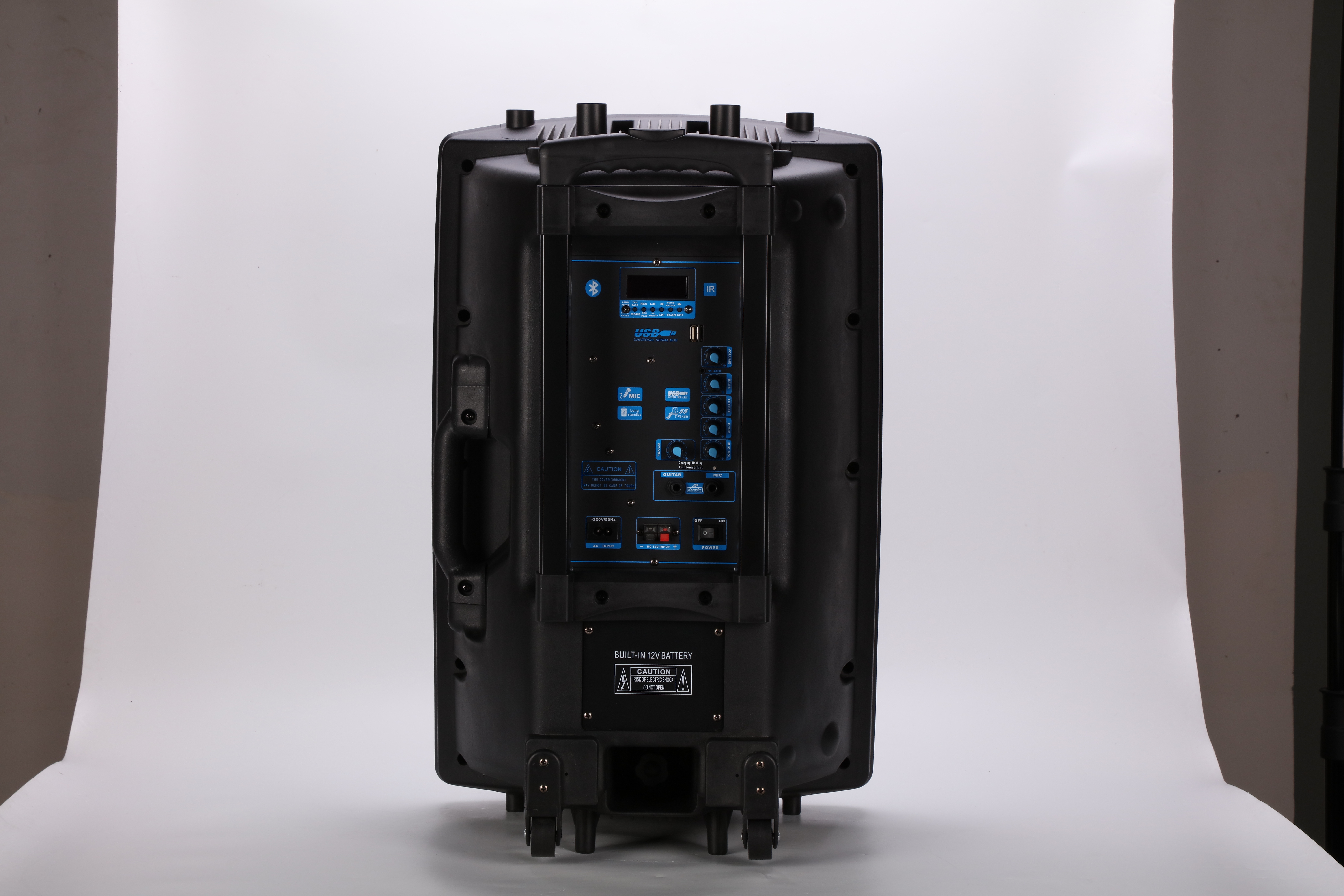 12 Inch High Quality Portable Trolley Karaoke Speaker KC-1012 Multifunction PA Speaker with 2 Wireless Microphones