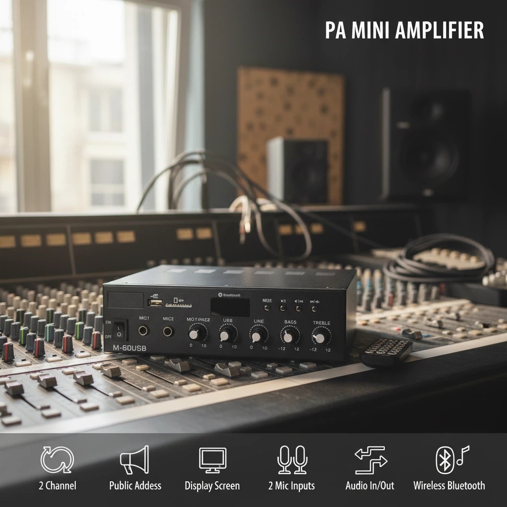 JBHKJ M-60USB 60W Professional PA Power Amplifier Class D 70V/100V 4-16 Ohm USB FM Home School Audio Amplifier