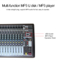 Professional 12-Channel Audio Mixing Console KCT-1212USB With AUX Send Return Stereo Record Output Monitor Function