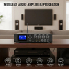 KCK-650USB 4×50W Professional Public Address Amplifier 4 Zone Volume Control Bluetooth 4.2 USB Remote Control Voice Prompt PA Amplifier