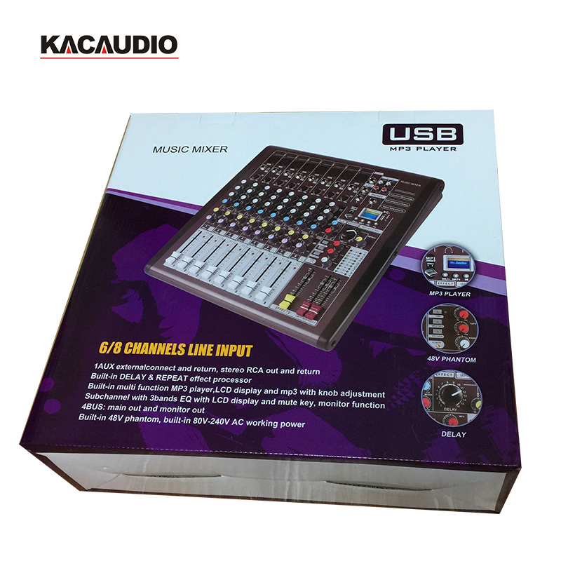 KCT-1208USB 8CH Studio Mixing Console With MP3 Player Lyrics Display 48V Phantom Power Multi-bus Output Professional Audio Mixer