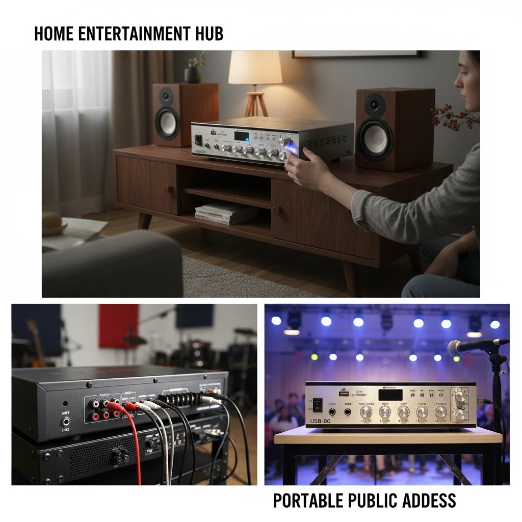 High Quality 80W Mini Power Amplifier 70V 100V 4-16 Ohm Audio PA Amplifier Support USB FM JBHKJ USB-80