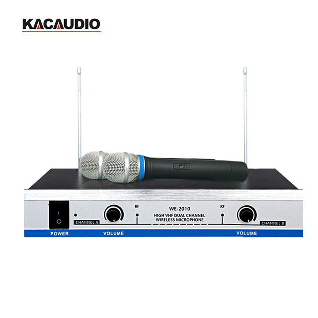 Professional High VHF Dual Channel Wireless Microphone WE-2010 Long Range For Lecture Stage