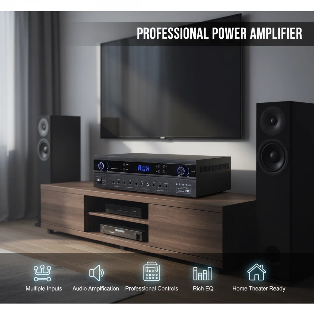 KCK-250USB Professional Audio Power Amplifier 180W*2 DSP Bluetooth FM USB Multifunction PA Amplifier for Home Theater KTV Conference