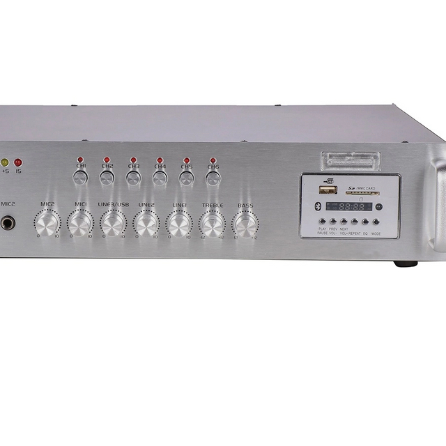 PA-5150USB 150W Power Amplifier 100V Public Address PA System Desktop Mixing Amp with FM USB