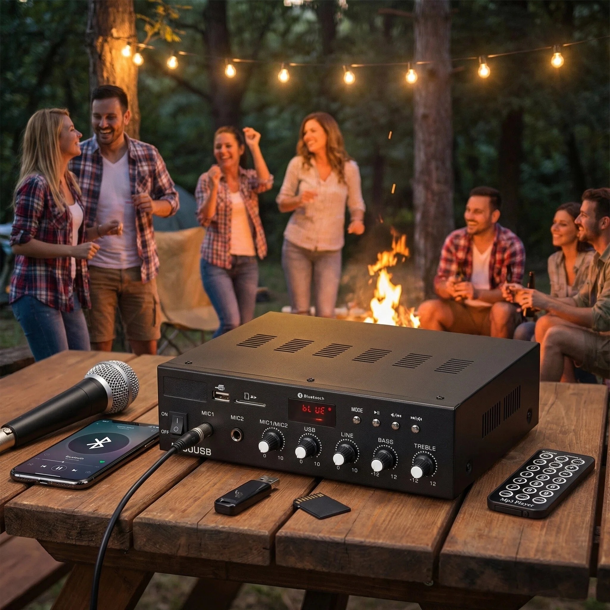 JBHKJ FM-60USB 60W/120W Class D Power Amplifier 70V 100V Public Address PA Amplifier HIFI Stereo with USB FM Mic Input