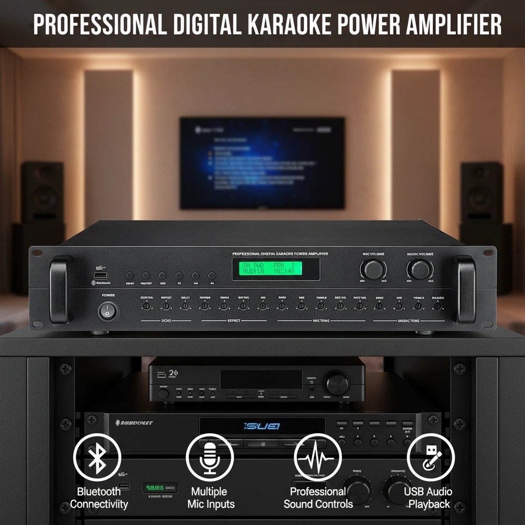 2U Rack Mount Karaoke Amplifier KCK-8650USB 2×6Built-in Bluetooth USB LCD Display With RS232 Central Control Interface