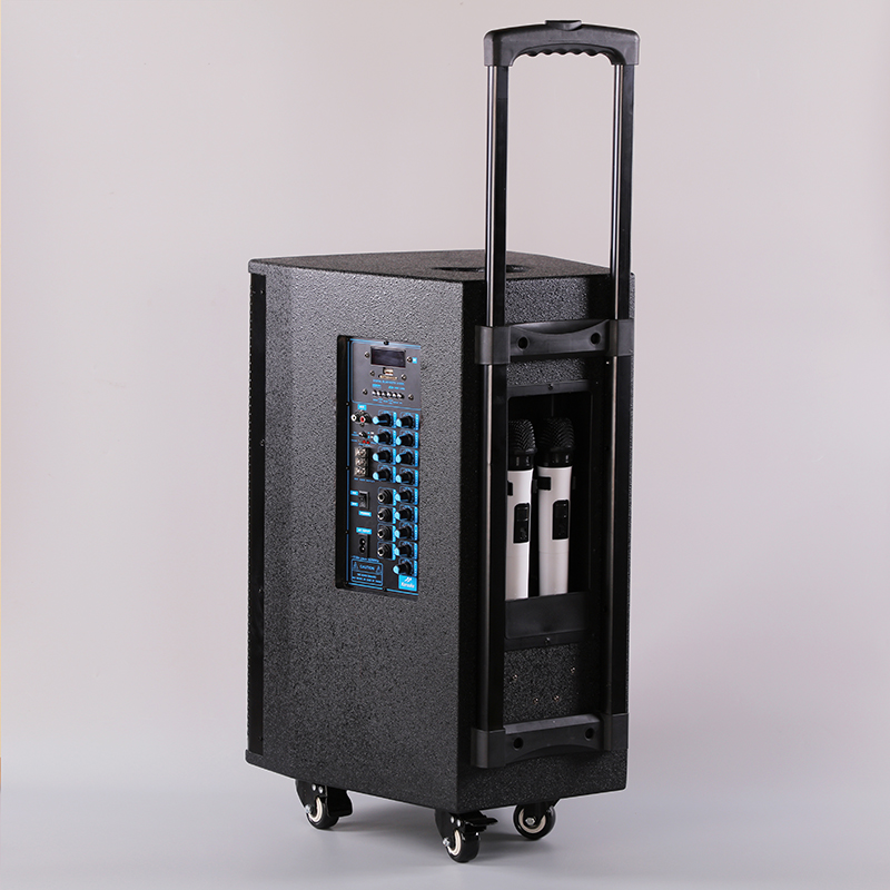 KC-8010 Portable Trolley Karaoke Speaker 10 Inch Multifunction Audio System with 2 Wireless Microphones
