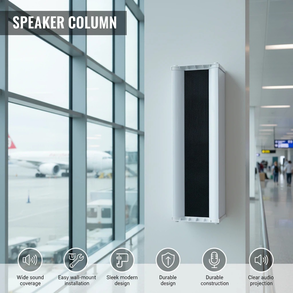 230 Outdoor Waterproof Column Speaker 4 Inch 30W Wall-Mounted Aluminium Speaker for School Park
