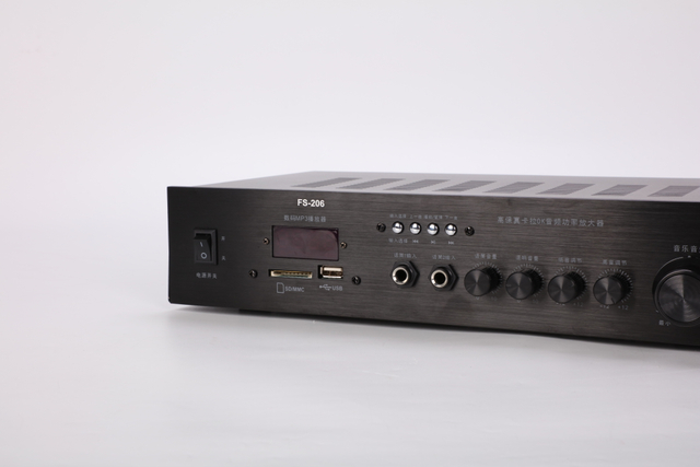 FS-206 Professional PA Amplifier with DSP Bluetooth FM USB 60W×2 Channel Audio Power Amplifier for Home KTV Meeting Room