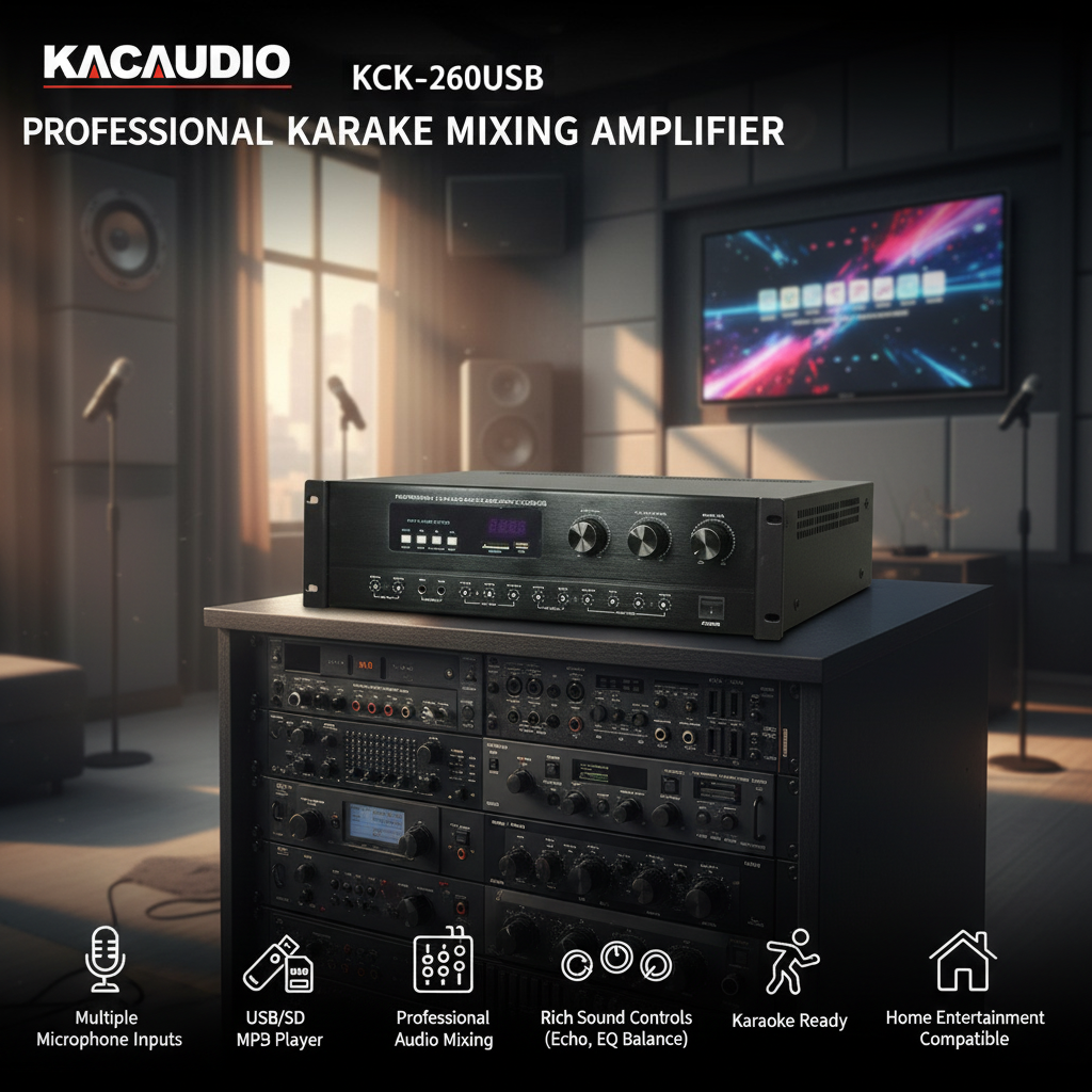 KCK-260USB 260W×2 8Ω Karaoke Power Amplifier Bluetooth USB SD DSP Reverb Home KTV Amplifier
