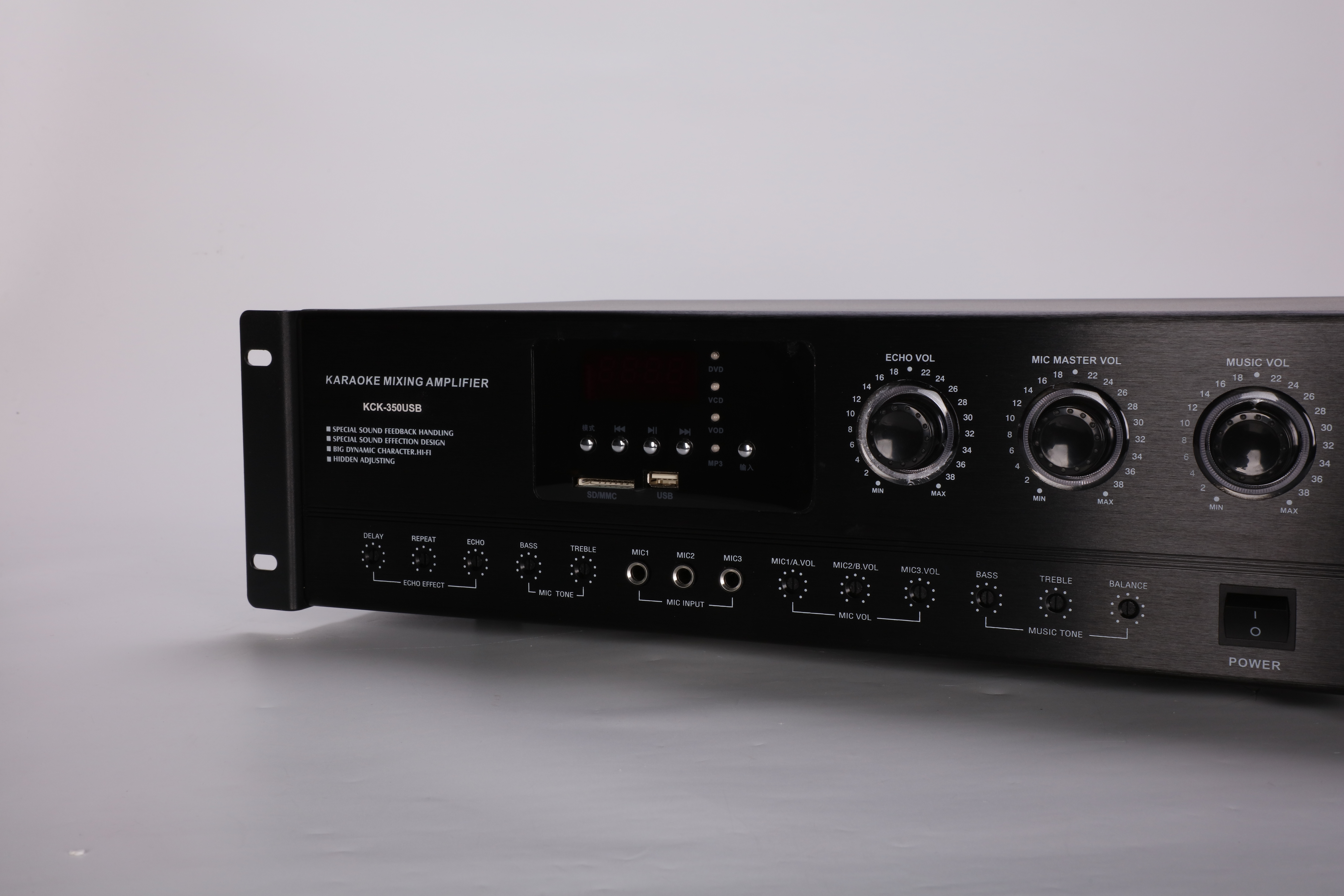 KCK-350USB Professional KTV Amplifier 350W+350W Independent Treble Mid Bass Echo Control