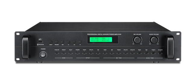 2U Rack Mount Karaoke Amplifier KCK-8650USB 2×6Built-in Bluetooth USB LCD Display With RS232 Central Control Interface