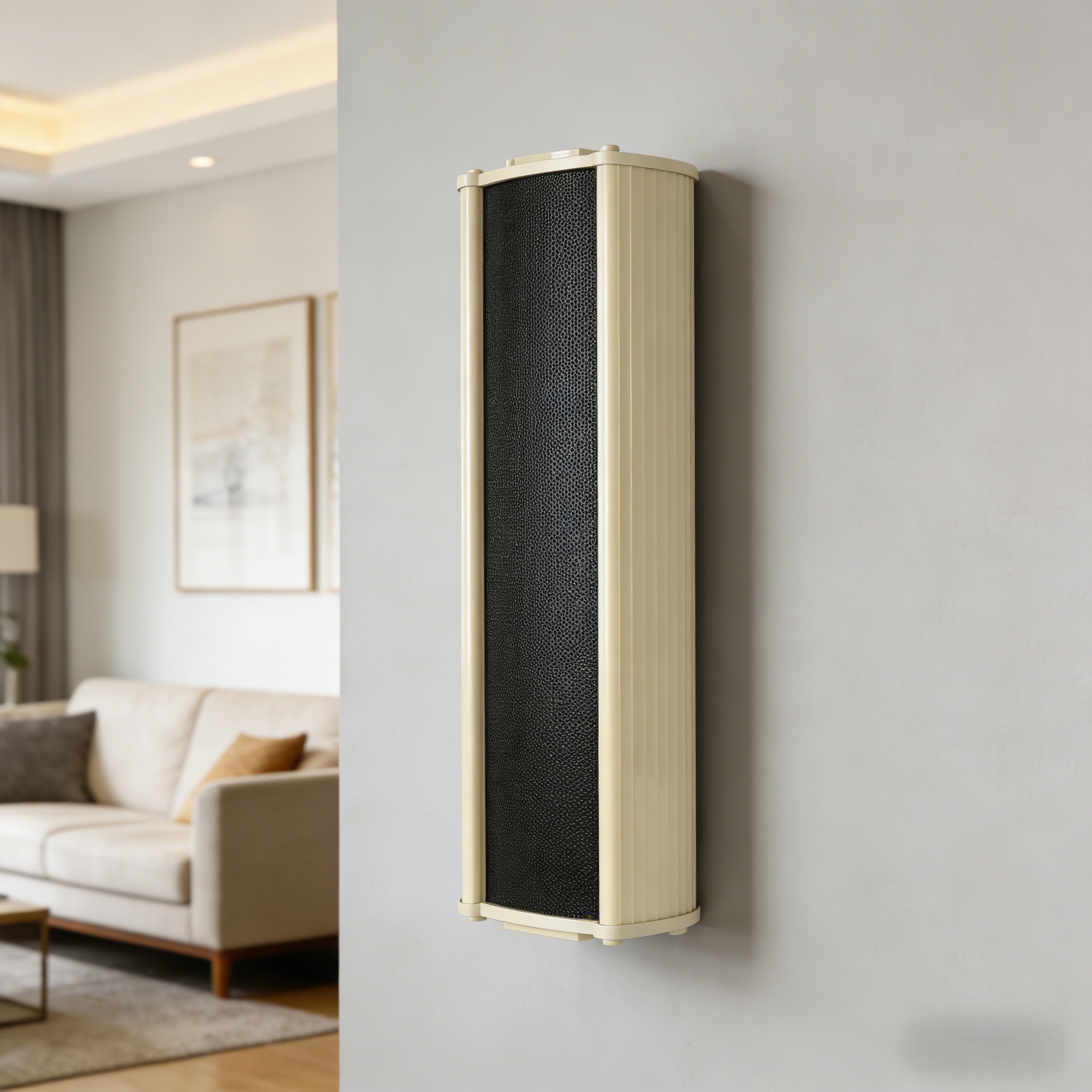 60-120W Three-Way Audio Column Speaker model 460 | Wood Cabinet Woofer Amplified PA System Cheap Commercial Sound Solution