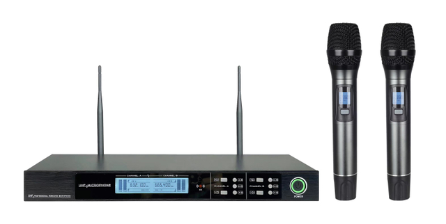 WE-2012 150M Long Range Wireless Microphone Dual Channel Professional Handheld Mic for Karaoke Performance
