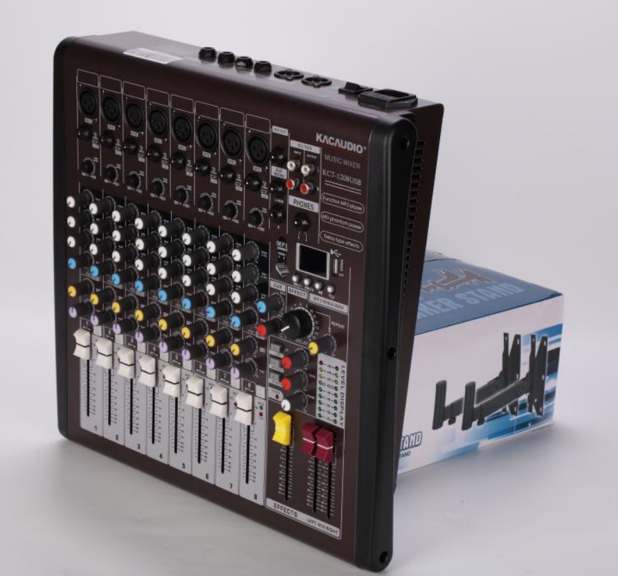 KCT-1208USB 8CH Studio Mixing Console With MP3 Player Lyrics Display 48V Phantom Power Multi-bus Output Professional Audio Mixer