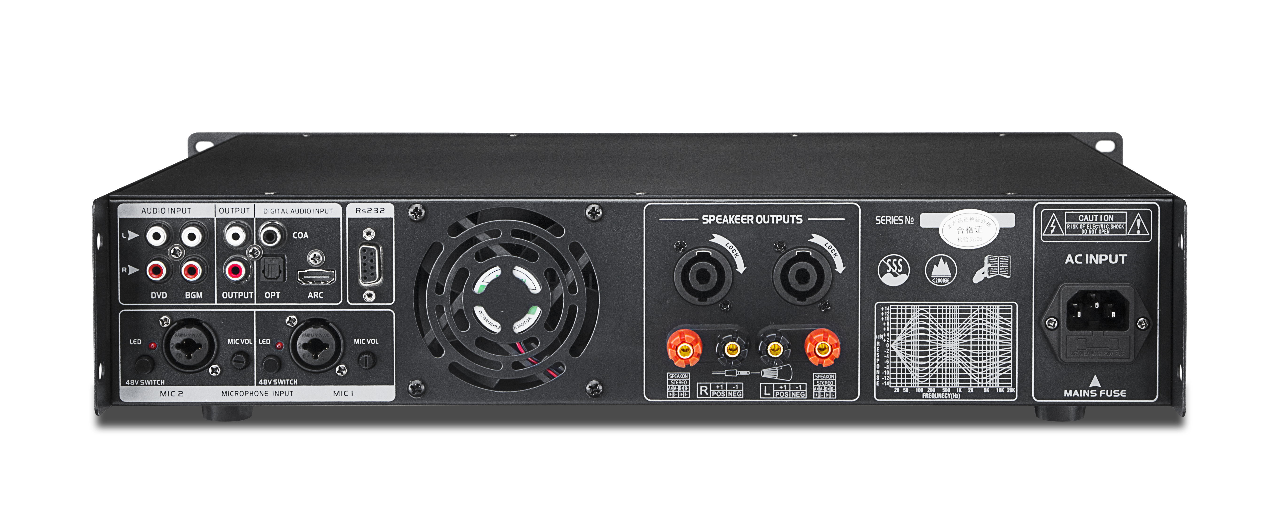 2U Rack Mount Karaoke Amplifier KCK-8650USB 2×6Built-in Bluetooth USB LCD Display With RS232 Central Control Interface