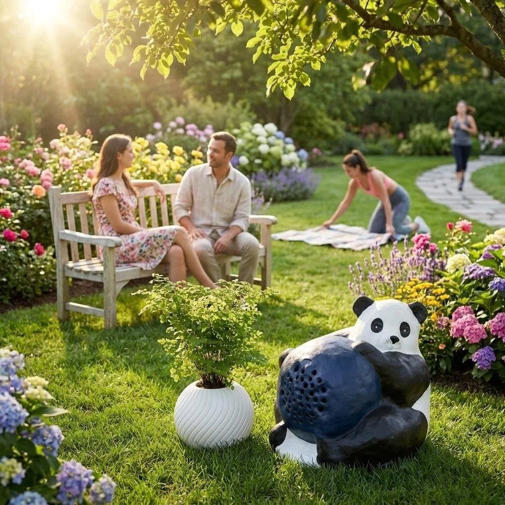 CP-19 20W Panda Shaped Outdoor Garden Speaker 5" Woofer Full-Range Wired PA Landscape Speaker Glass Cabinet