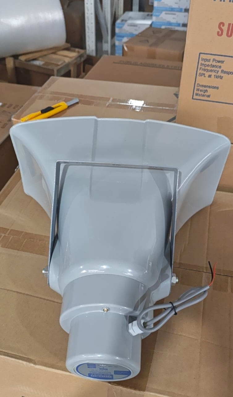 60W RMS 100V PA Horn Speaker 16Ohm ABS Outdoor Loudspeaker 112.5dB SPL Public Address System Horn Speaker for School Park Factory Broadcasting