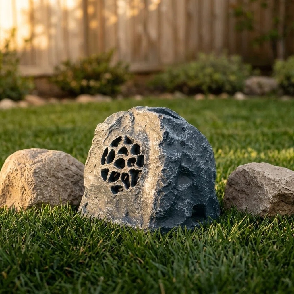 CP-41 20W All Weather Rock Shaped Outdoor Garden Speaker 5" Full-Range Woofer Glass Cabinet Landscape PA Speaker